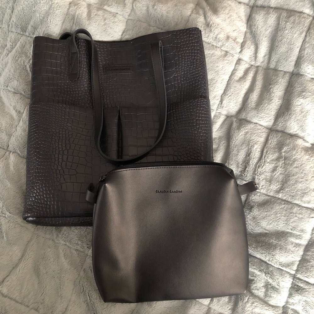 Navy Snake Print Tote